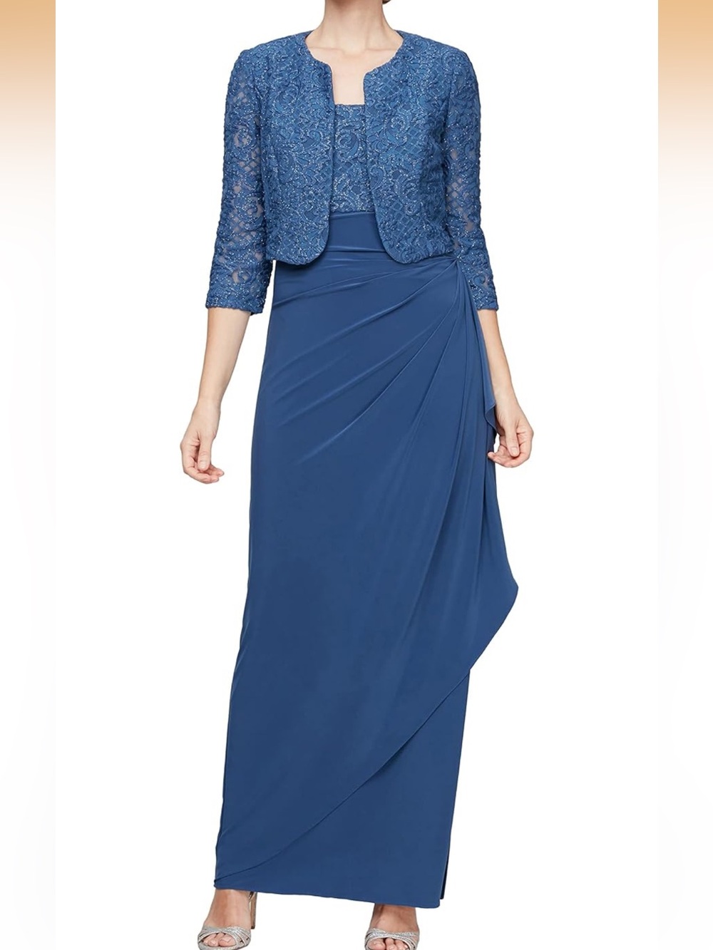 Alex Evenings Women's Bolero Jacket Dress - Wedgewood Lace. 2835/DC-9:v